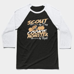 Scout by Day Cookie Monster by Night Troop leader Baseball T-Shirt